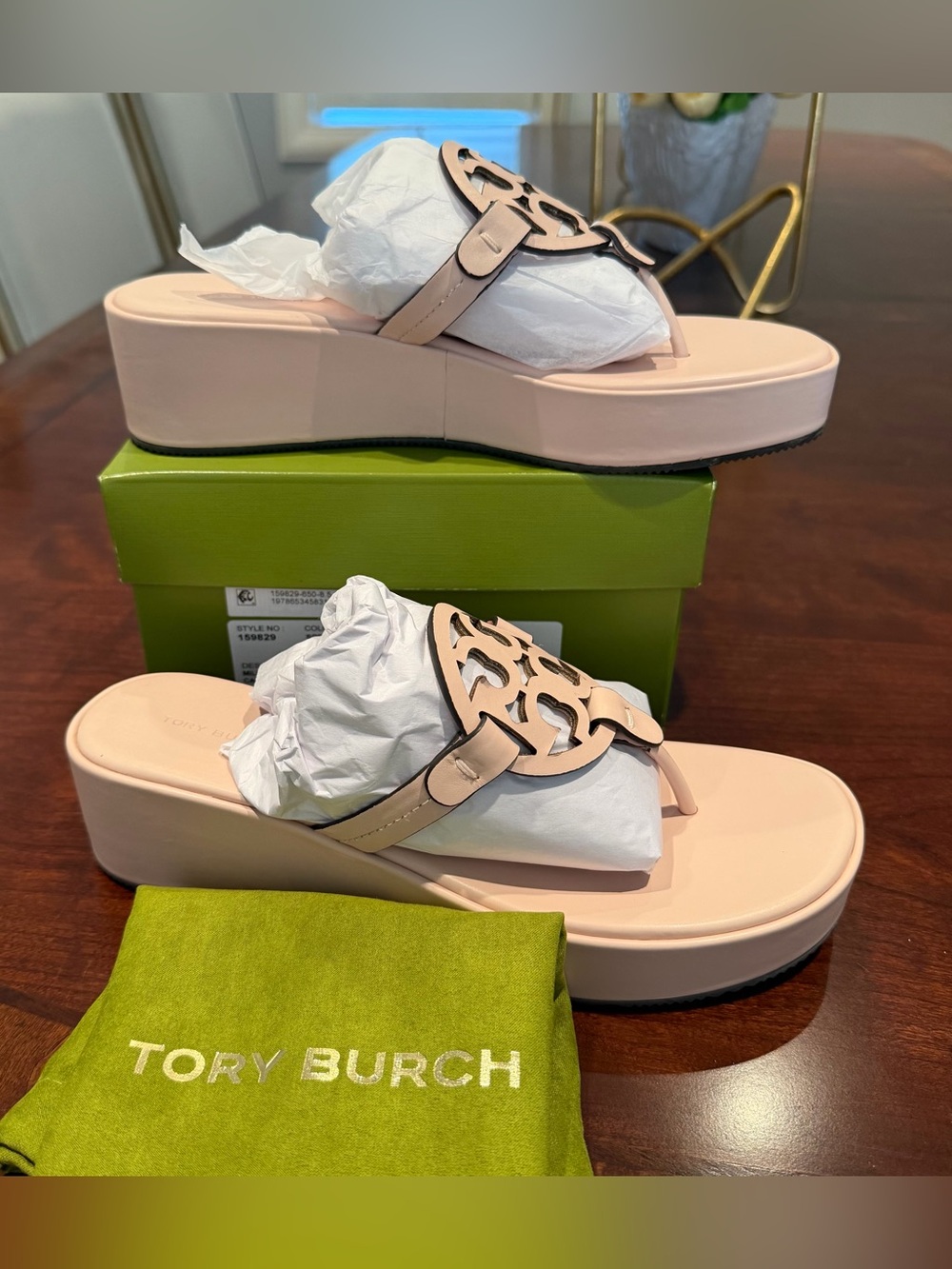 Tory Burch Soft Pink Miller Wedge Sandals, sz 8.5